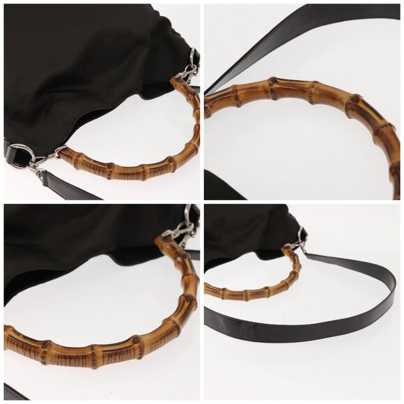 GUCCI Bamboo Shoulder Bag Nylon 2way Brown